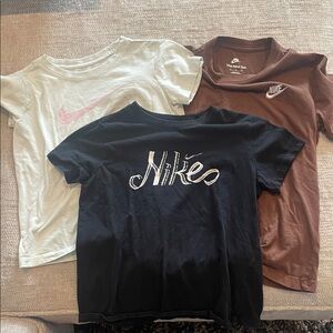 Nike Kids' Short Sleeve Tee Trio - Black, Brown & Light Mint